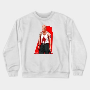 Bruce Willis - An illustration by Paul Cemmick Crewneck Sweatshirt